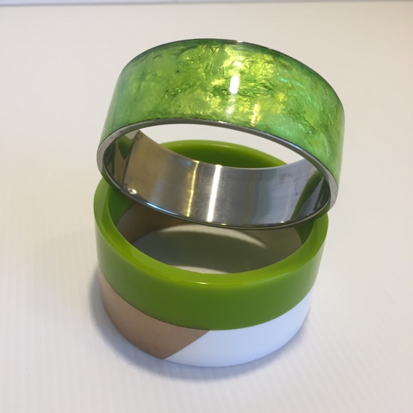 LIME GREEN BRACELET DUO resin feel enamel look - Picture 2 of 14